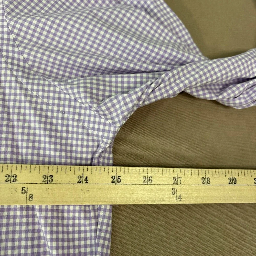 Polo Ralph Lauren Button Down Shirt Mens XXL Purple Gingham Slim Fit Stretch